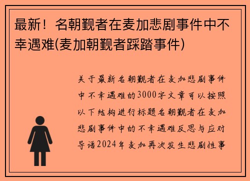最新！名朝觐者在麦加悲剧事件中不幸遇难(麦加朝觐者踩踏事件)